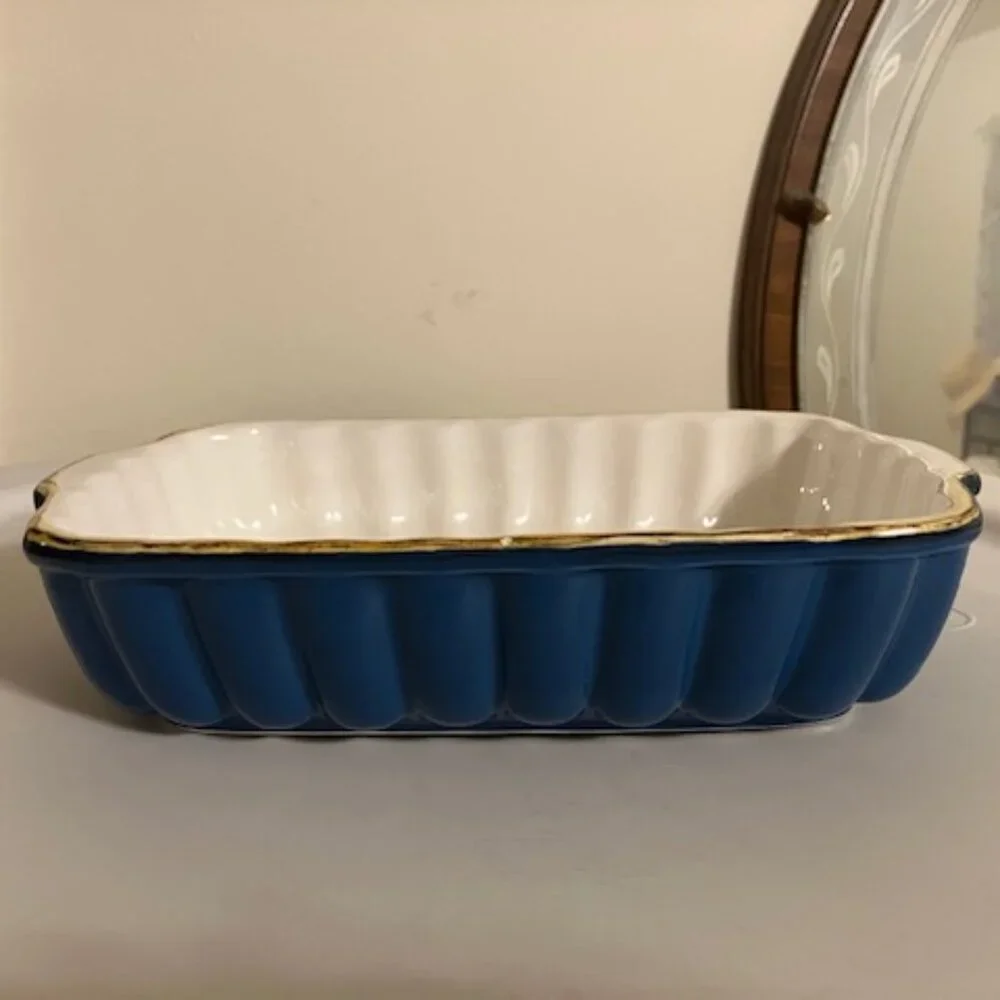 Sur La Table Blue Scalloped Casserole Dish